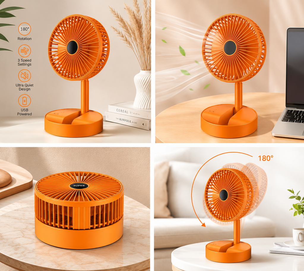 Portable Rechargeable Handheld Fan – Foldable & Quiet
