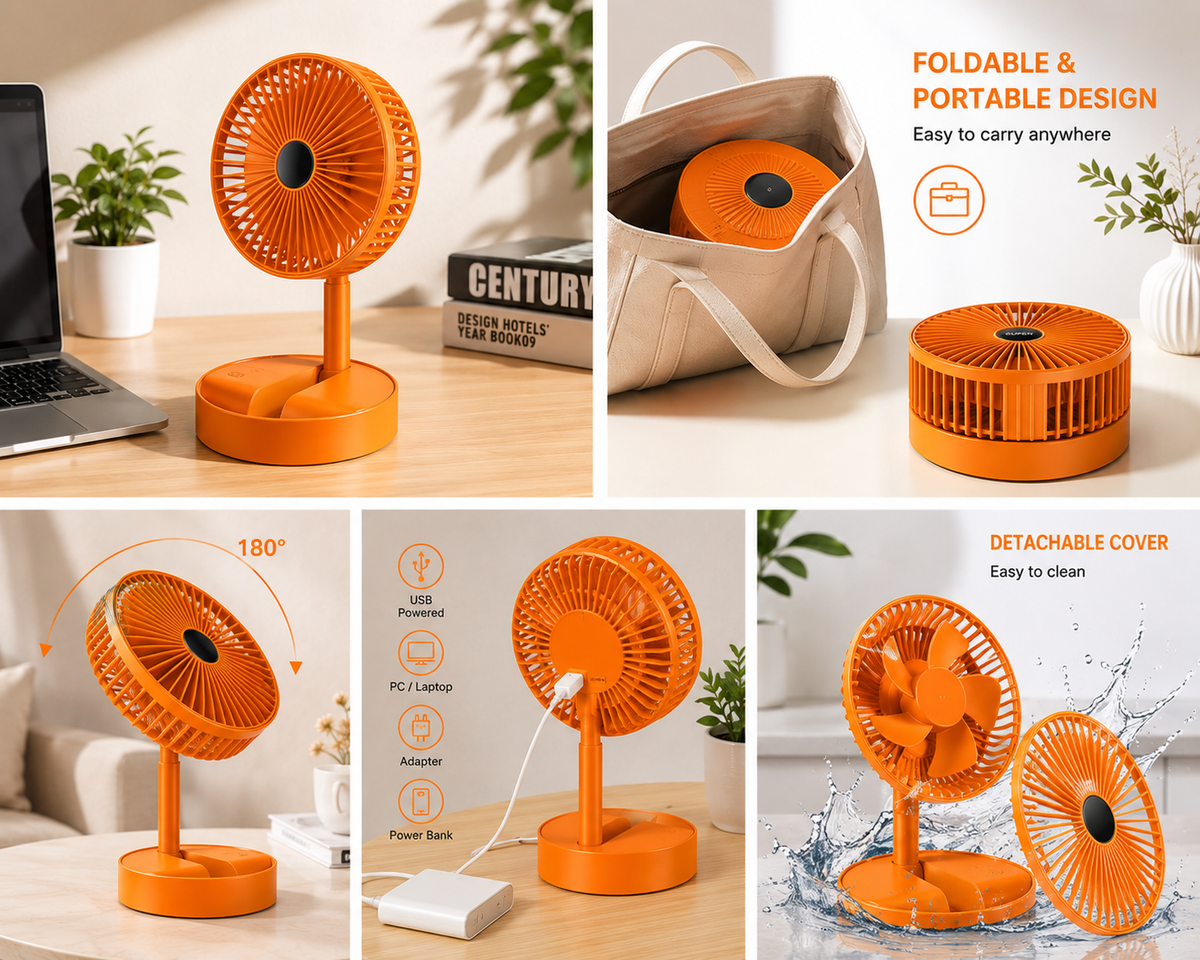 Portable Rechargeable Handheld Fan – Foldable & Quiet