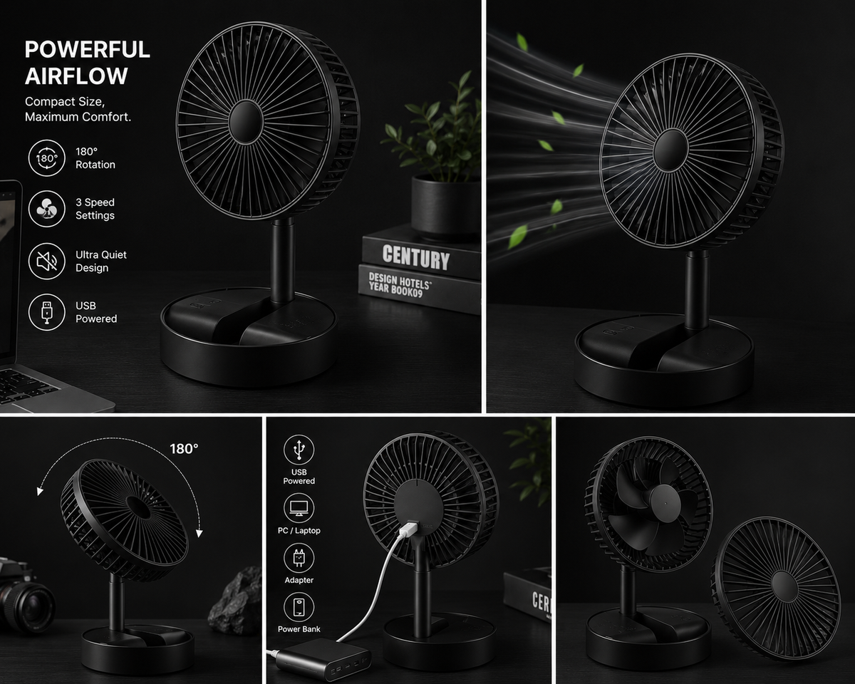 Portable Rechargeable Handheld Fan – Foldable & Quiet