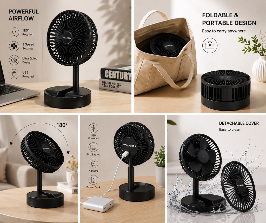 Portable Rechargeable Handheld Fan – Foldable & Quiet