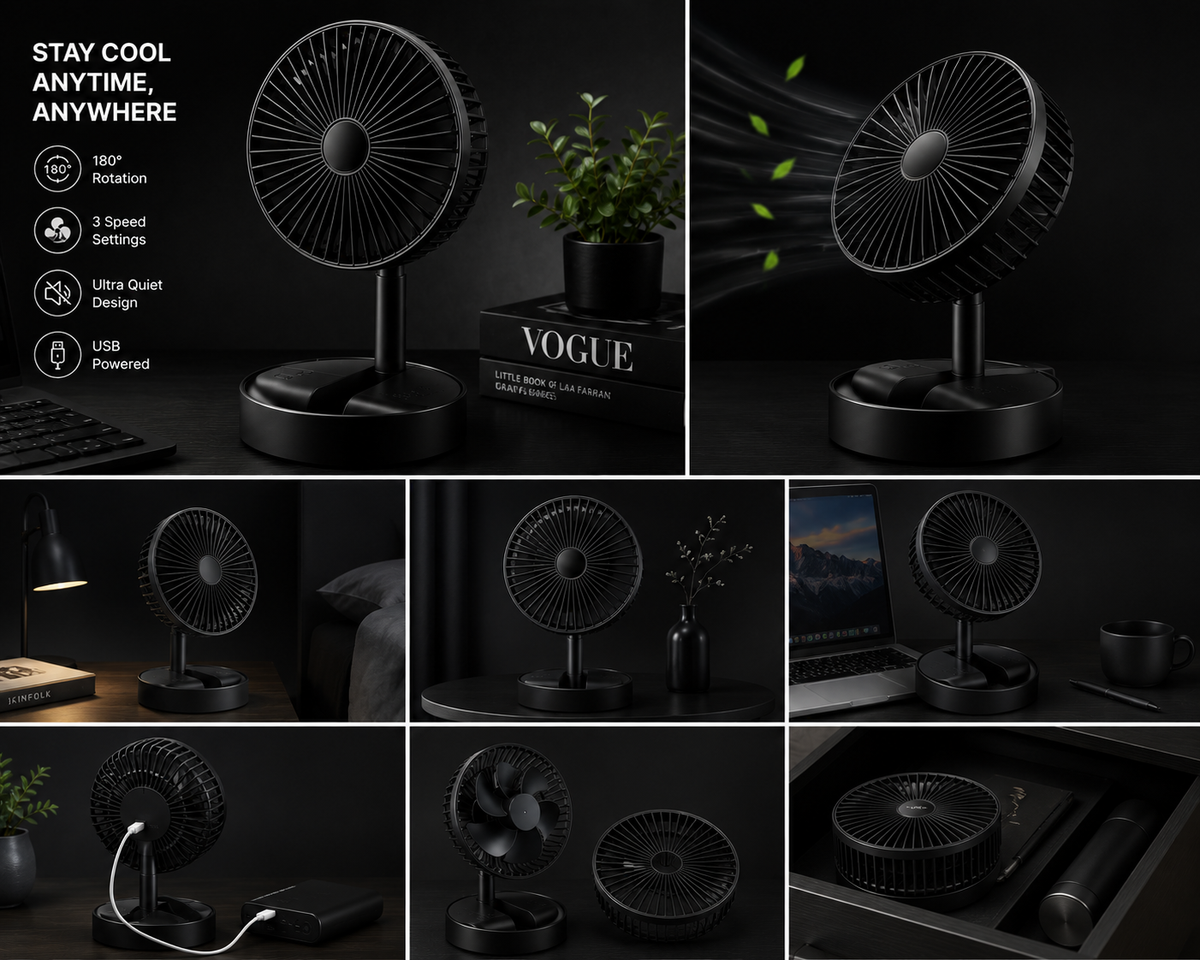 Portable Rechargeable Handheld Fan – Foldable & Quiet